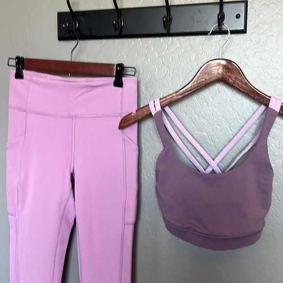 Size 6 - like New. - worn once - lululemon light purple w sports bra - Picture 4 of 4